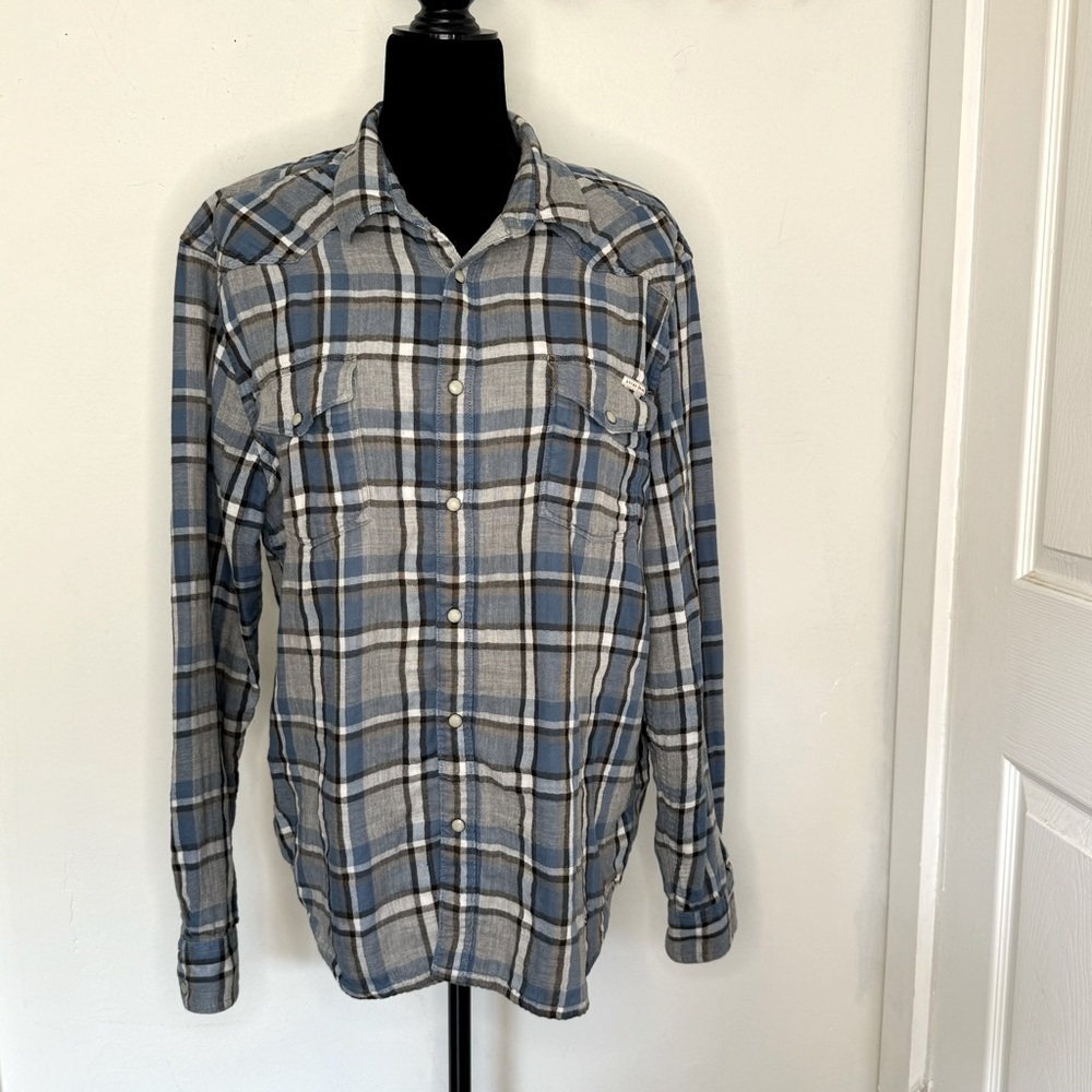 Lucky Brand Men’s XL Western Plaid Snap Button Shirt